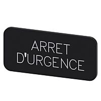 SIEMENS Štítek popisný 12,5 x 27 mm, štítek černý, popisek ARRET D'URGENCE