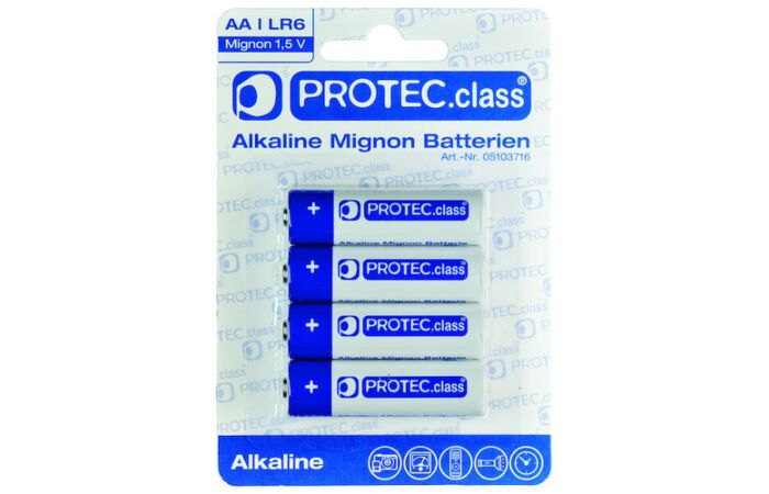 PROTEC Baterie tužková alkalická LR6 1,5V AA blistr 4ks