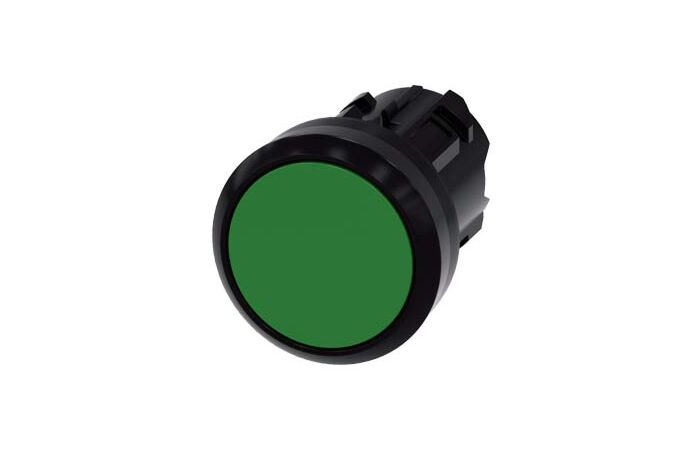 SIEMENS Tlačítko, 22 mm, kulaté, plast, zelené, knoflík stiskací