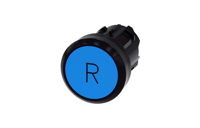 SIEMENS Tlačítko, 22 mm, kulaté, plast, modré, popisek R knoflík stiskací
