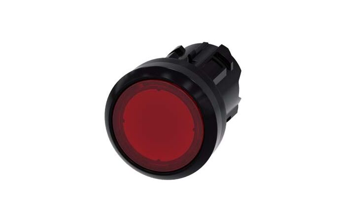 SIEMENS Tlačítko, osvětlené, 22 mm, kulaté, plast, červená, knoflík stiskací