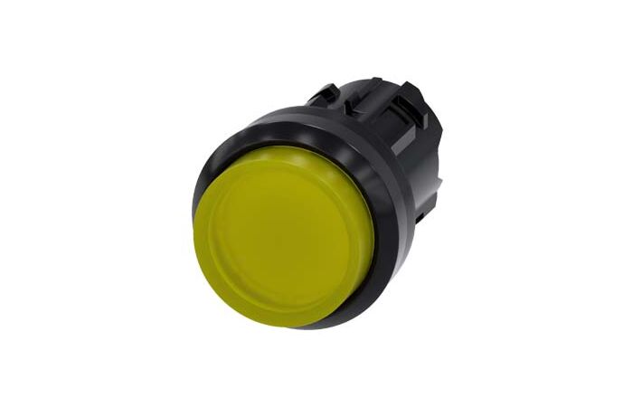 SIEMENS Tlačítko, osvětlené, 22 mm, kulaté, plast, žlutá barva, knoflík stiskací