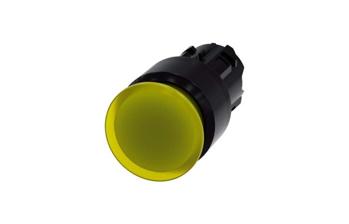 SIEMENS Tlačítko hřibové, osvětlené, 22 mm, kulaté, plast, žlutá barva, 30 mm