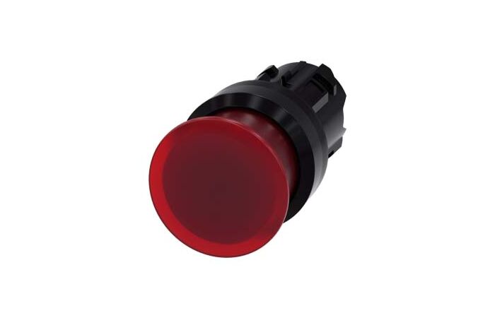 SIEMENS Tlačítko hřibové, osvětlené, 22 mm, kulaté, plast, červená, 30 mm