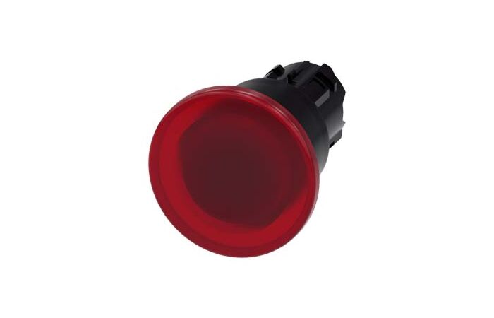 SIEMENS Tlačítko hřibové, osvětlené, 22 mm, kulaté, plast, červená, 40 mm