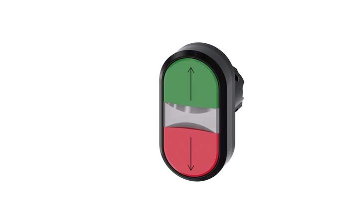SIEMENS Dvojtlačítko osvětlené, 22 mm, kulaté, plast, zelená barva: nahoře, červená: dole