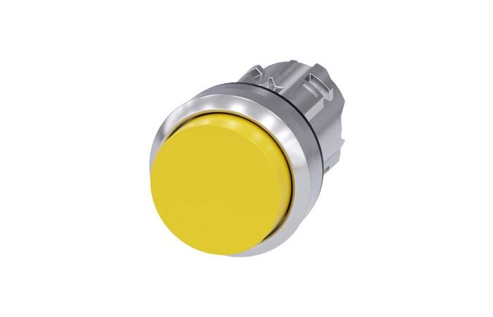 SIEMENS Tlačítko, 22 mm, kulaté, kov, s vysokým leskem, žluté, knoflík stiskací