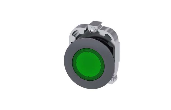 SIEMENS Tlačítko, osvětlené, 30 mm, kulaté, kov, matné provedení, zelené