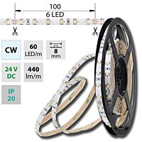 MCLED Pásek LED SMD3528 studeně bílý, 60LED/m, IP20, DC 24V, 8mm, 50m