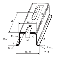 SCHMACHTL Lišta DIN 35x15 perforovaná šířka otvoru 6,3mm pozink pasivovaná 2000mm