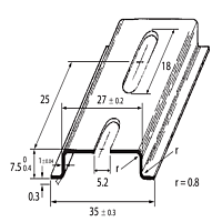 SCHMACHTL Lišta DIN 35x7,5 F5A perforovaná šířka otvoru 5,2mm pozink pasivovaná 2000mm