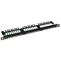 SOLARIX Patch panel UTP 24xRJ45 CAT5E s vyvazovací lištou černý 0,5U 19" High-density