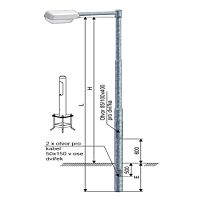 KOOPERATIVA Stožár PC 6-159/133/114 ŽZ osvětlovací k přechodům pro chodce