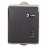 EMOS Vypínač FRENCH 250V/10A tlačítkový č.1/0 symbol "zvonek" IP54