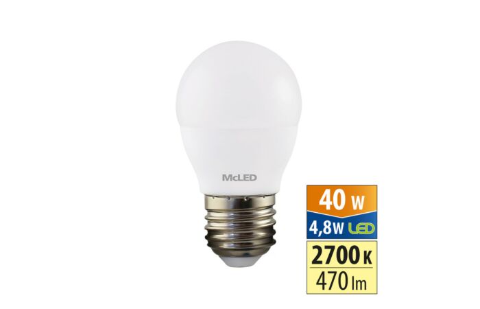 MCLED Žárovka LED 4,8W-40 E27 470lm 2700K úhel 200°