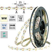 MCLED Pásek LED SMD2835 WW, 120LED/m, 28,8W/m, 2448lm/m, IP20, DC 12V, 10mm, 5m