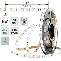 MCLED Pásek LED SMD5050 NW, 30LED/m, 8,5W/m, 616lm/m, IP20, DC 24V, 10mm, 50m