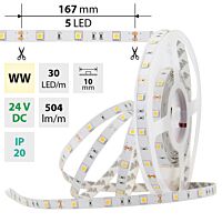 MCLED Pásek LED SMD5050 WW, 30LED/m, 8,5W/m, 504lm/m, IP20, DC 24V, 10mm, 50m