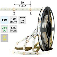 MCLED Pásek LED SMD2216 CW, 120LED/m, 7,2W/m, 558lm/m, IP54, DC 24V, 10mm, 5m