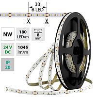 MCLED Pásek LED SMD2216 NW, 180LED/m, 12W/m, DC 24V, 1045lm/m, CRI90, IP20, 8mm, 5m