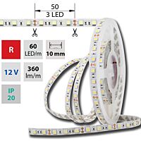 MCLED Pásek LED SMD5050 R, 60LED/m, 14,4W/m, DC 12V, 360lm/m, IP20, 10mm, 50m