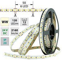 MCLED Pásek LED SMD5050 WW, 120LED/m, 28,8W/m, 2160lm/m, IP20, DC 24V, 12mm, 5m