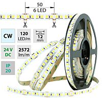 MCLED Pásek LED SMD5050 CW, 120LED/m, 28,8W/m, 2572lm/m, IP20, DC 24V, 12mm, 50m