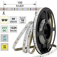 MCLED Pásek LED SMD2835 WW, 60LED/m, 14,4W/m, 1224lm/m, IP20, DC 24V, 10mm, 5m