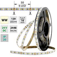 MCLED Pásek LED SMD2835 WW, 120LED/m, 28,8W/m, 2448lm/m, IP20, DC 24V, 10mm, 5m