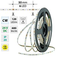 MCLED Pásek LED SMD2216 CW, 120LED/m, 7,2W/m, 600lm/m, IP20, DC 24V, 4mm, 10m