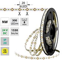 MCLED Pásek LED SMD2216 NW, 300LED/m, 18W/m, 1530lm/m, IP20, DC 24V, 8mm, 30m