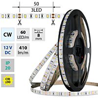 MCLED Pásek LED SMD2835 CW, 60LED/m, 4,8W/m, DC 12V, 410lm/m, CRI90, IP20, 8mm, 5m