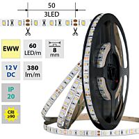 MCLED Pásek LED SMD2835 EWW, 60LED/m, 4,8W/m, DC 12V, 380lm/m, CRI90, IP20, 8mm, 5m