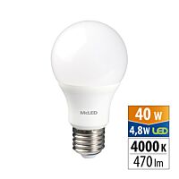 MCLED Žárovka LED 4,8W-40 E27 470lm 4000K úhel 200°