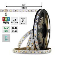 MCLED Pásek LED SMD5050 RGB+WW, 72LED/m, 17,2W/m, 1058lm/m, IP20, DC 24V, 12mm, 50m