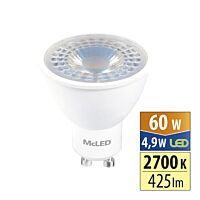 MCLED Žárovka LED 4,9W-60 GU10 425lm 2700K 38° teplá bílá