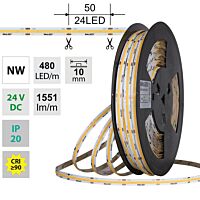 MCLED Pásek LED COB NW, 480LED/m, 15W/m, DC 24V, 1551lm/m, CRI90, IP20, 10mm, 5m