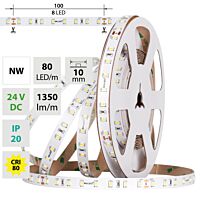 MCLED Pásek LED SMD2835 NW, 80LED/m, 7,2W/m, DC 24V, 1350lm/m, CRI90, IP20, 10mm, 50m