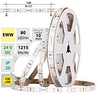 MCLED Pásek LED SMD2835 EWW, 80LED/m, 7,2W/m, DC 24V, 1215lm/m, CRI90, IP20, 10mm, 5m