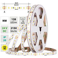 MCLED Pásek LED SMD2835 NW, 128LED/m, 11,5W/m, DC 24V, 2150lm/m, CRI90, IP20, 10mm, 5m