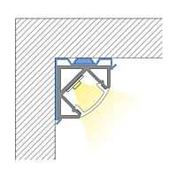 MCLED Profil AL 19x19mm, RT rohový, mléčný difuzor, komplet, 2m