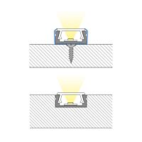 MCLED Profil AL 15x7mm, PG přisazený, čirý difuzor, komplet, 1m