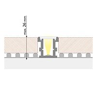 MCLED Profil AL 26x26mm, BV nášlapný, mléčný difuzor, komplet, 2m