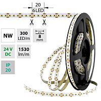 MCLED Pásek LED SMD2216 NW, 300LED/m, 18W/m, 1530lm/m, IP20, DC 24V, 8mm, 5m