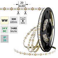 MCLED Pásek LED SMD2216 WW, 300LED/m, 18W/m, 1440lm/m, IP20, DC 24V, 8mm, 5m