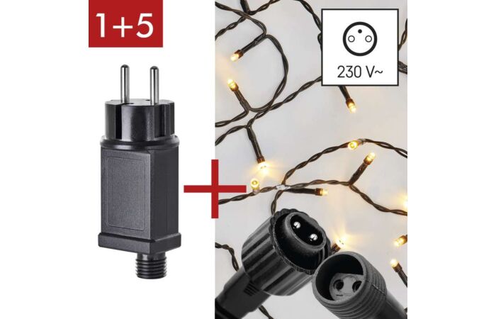 EMOS Řetěz Standard 100 LED 12W 230VAC/30VDC vánoční-spojovací základní sada WW IP44