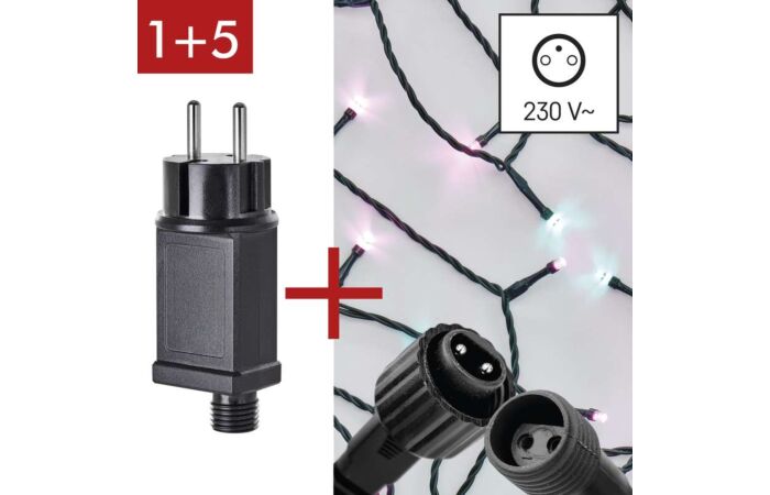 EMOS Řetěz Standard 100 LED 12W 230VAC/30VDC vánoční-spojovací startovní sada multicolor IP44