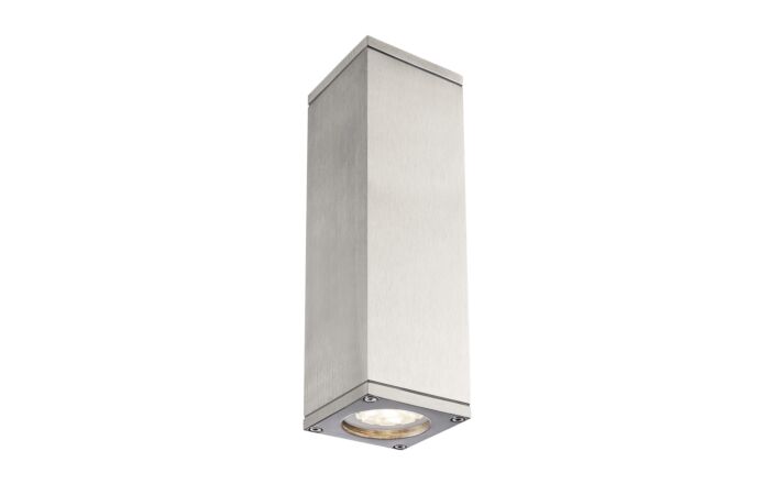 THEO UP/DOWN, QPAR51, venkovní nástěnné svítidlo, přírodní hliník, max. 2x 50 W, IP 44