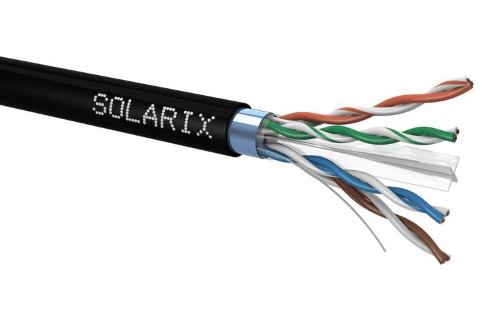 SOLARIX Kabel FTP 4x2x0,5 CAT6 PE venkovní (balení 500m/cívka)