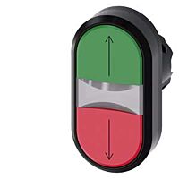 SIEMENS Dvojtlačítko osvětlené, 22 mm, kulaté, plast, zelená barva: nahoře, červená: dole